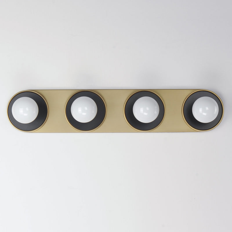 Hollywood 4 Light Bath Vanity in Black / Natural Aged Brass