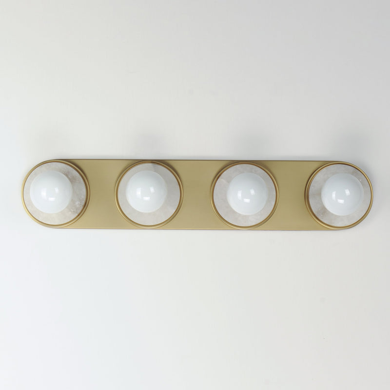 Hollywood 4 Light Bath Vanity in White Alabaster / Natural Aged Brass