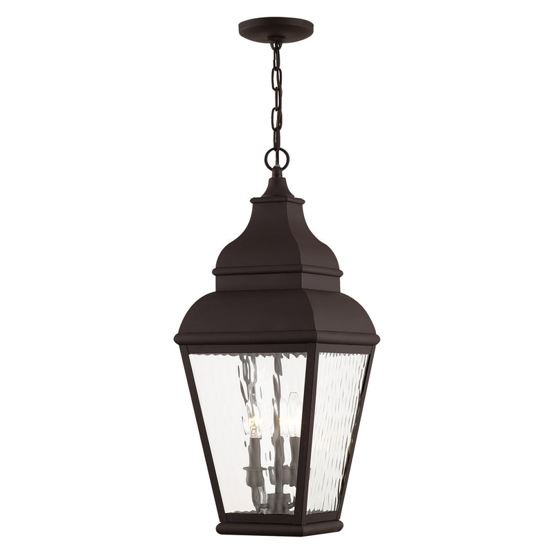 Exeter 3-Light Large Outdoor Pendant Lantern in Bronze