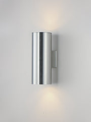 Outpost 2 Light 15" Tall Outdoor Wall Sconce in Brushed Aluminum