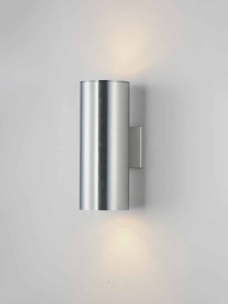Outpost 2 Light 15" Tall Outdoor Wall Sconce in Brushed Aluminum