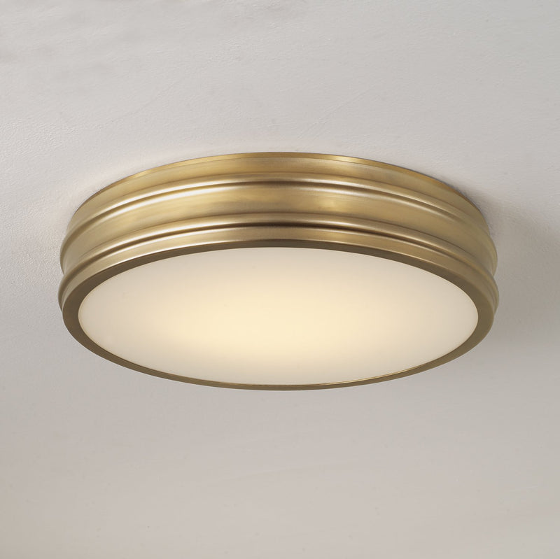 Vale LED Flush Mount in Aged Brass