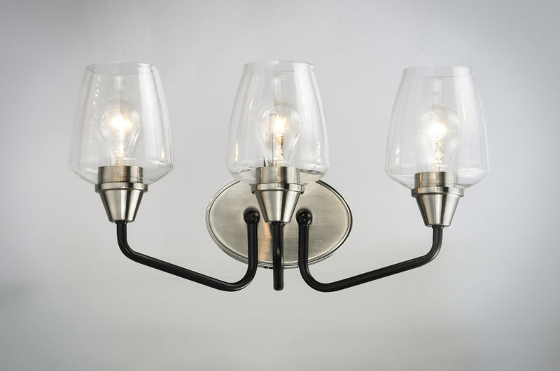 Goblet 18" 3 Light Bath Vanity in Black / Satin Nickel