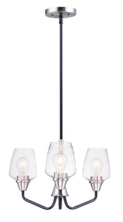 Goblet 3 Light Chandelier in Black / Satin Nickel