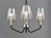 Goblet 3 Light Chandelier in Black / Satin Nickel