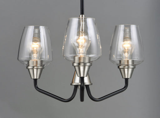 Goblet 3 Light Chandelier in Black / Satin Nickel