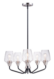 Goblet 5 Light Chandelier in Black / Satin Nickel