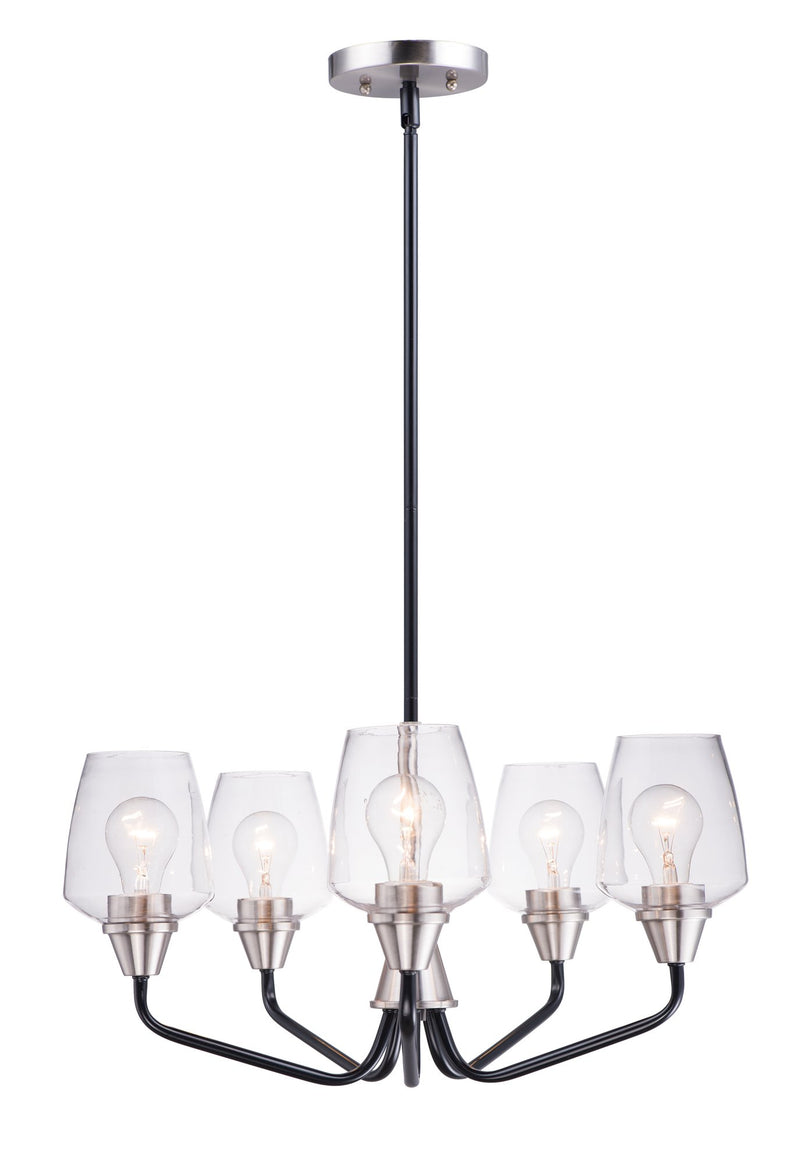 Goblet 5 Light Chandelier in Black / Satin Nickel