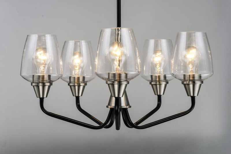 Goblet 5 Light Chandelier in Black / Satin Nickel