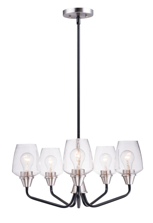 Goblet 5 Light Chandelier in Black / Satin Nickel