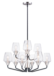 Goblet 9 Light Chandelier in Black / Satin Nickel