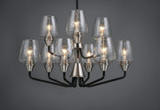 Goblet 9 Light Chandelier in Black / Satin Nickel
