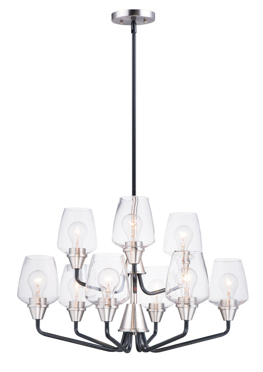 Goblet 9 Light Chandelier in Black / Satin Nickel