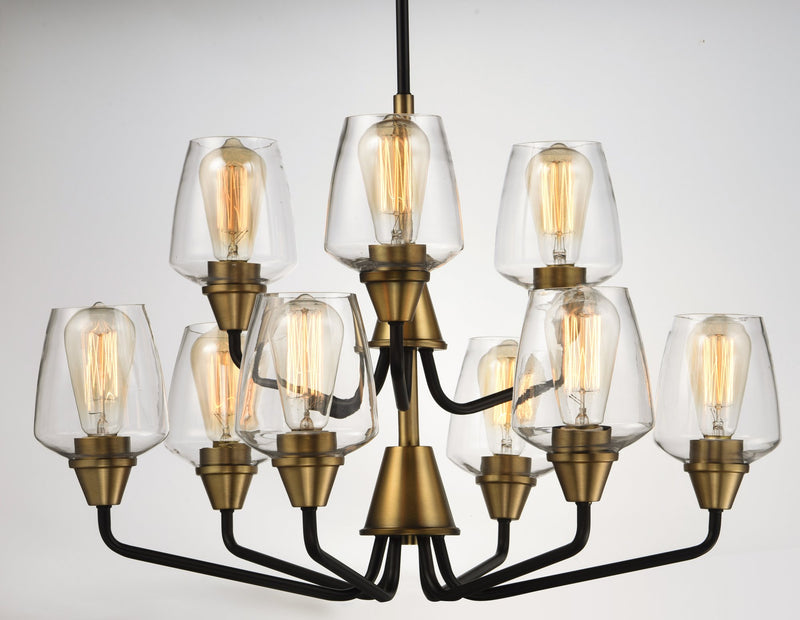 Goblet 9 Light Chandelier in Bronze / Antique Brass