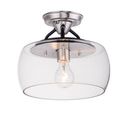Goblet 1 Light Semi-Flush Mount in Black / Satin Nickel