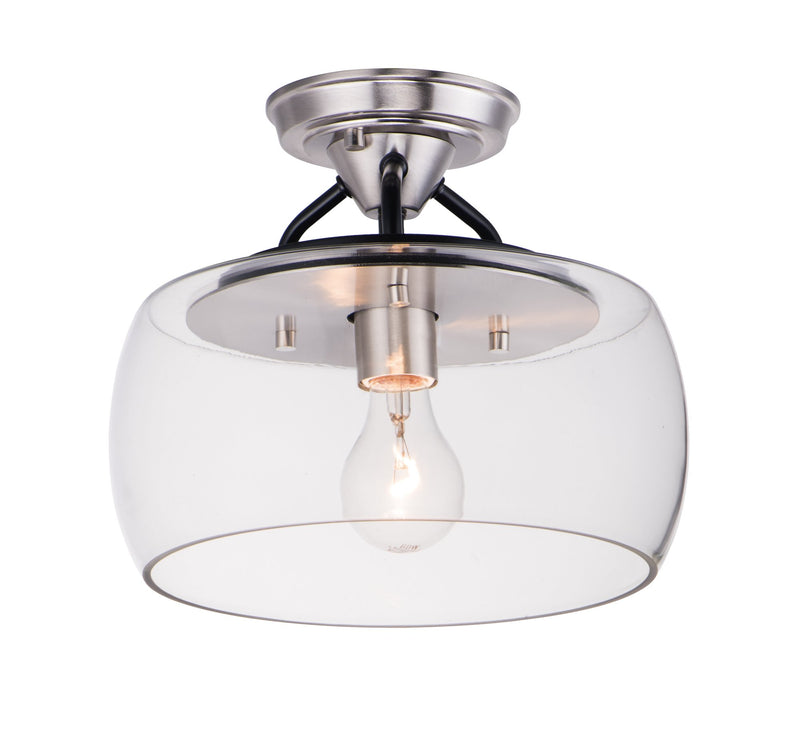 Goblet 1 Light Semi-Flush Mount in Black / Satin Nickel