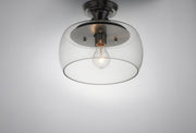 Goblet 1 Light Semi-Flush Mount in Black / Satin Nickel
