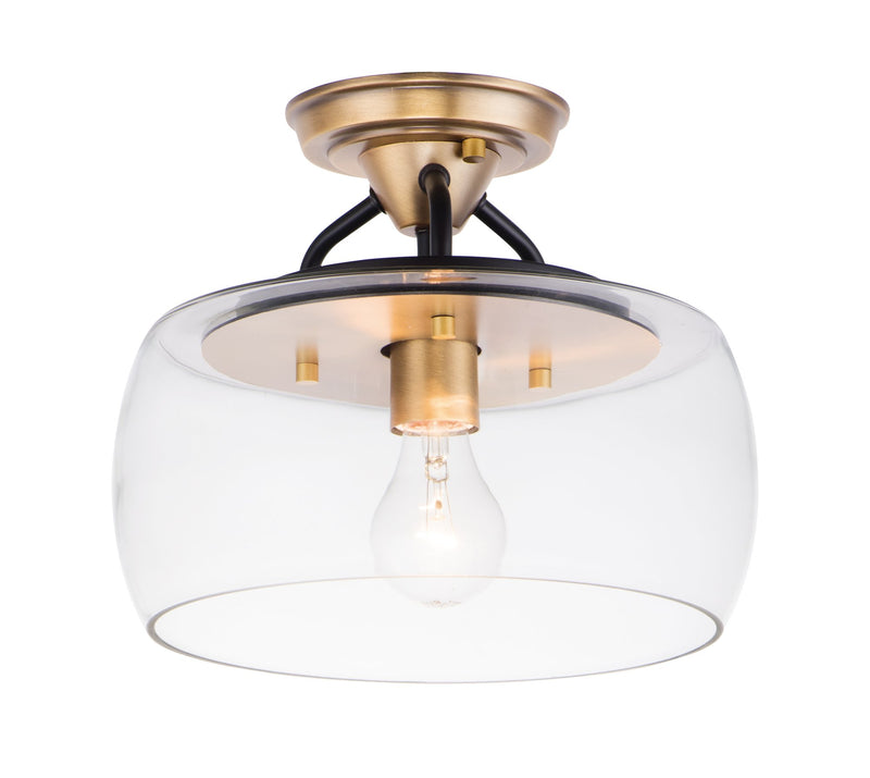 Goblet 1 Light Semi-Flush Mount in Bronze / Antique Brass