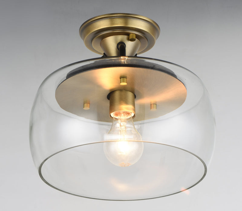 Goblet 1 Light Semi-Flush Mount in Bronze / Antique Brass