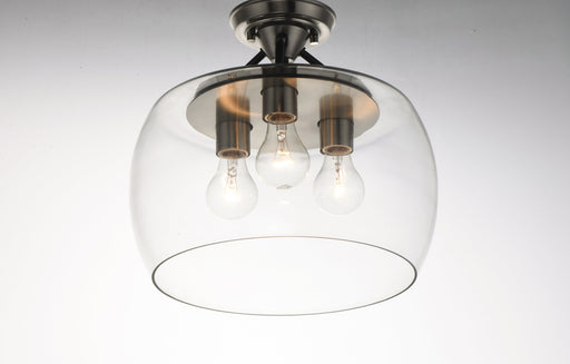 Goblet 3 Light Semi-Flush Mount in Black / Satin Nickel