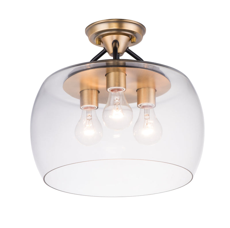 Goblet 3 Light Semi-Flush Mount in Bronze / Antique Brass