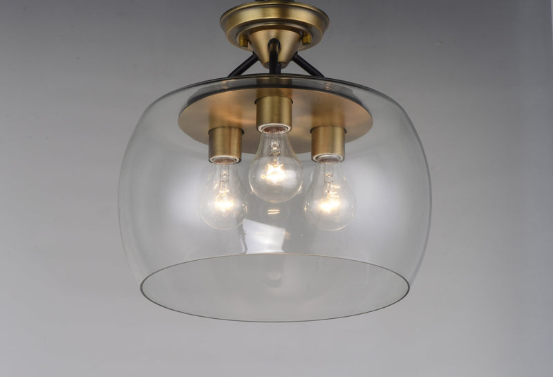Goblet 3 Light Semi-Flush Mount in Bronze / Antique Brass