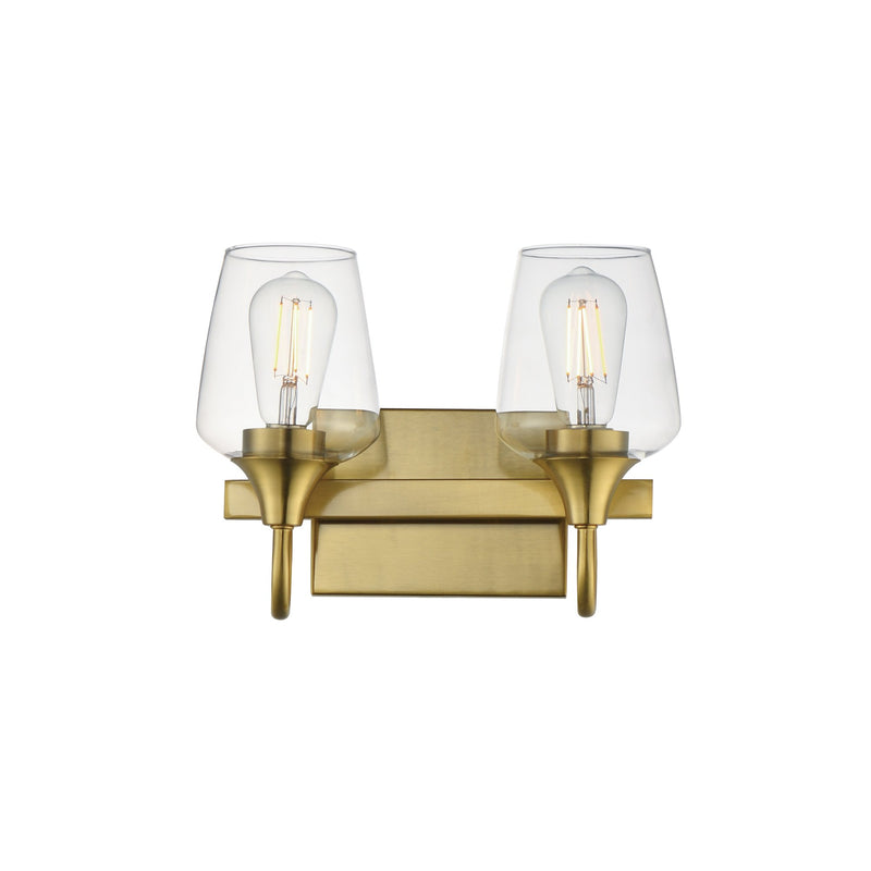 Goblet 2 Light Bath Vanity in Natural Aged Brass