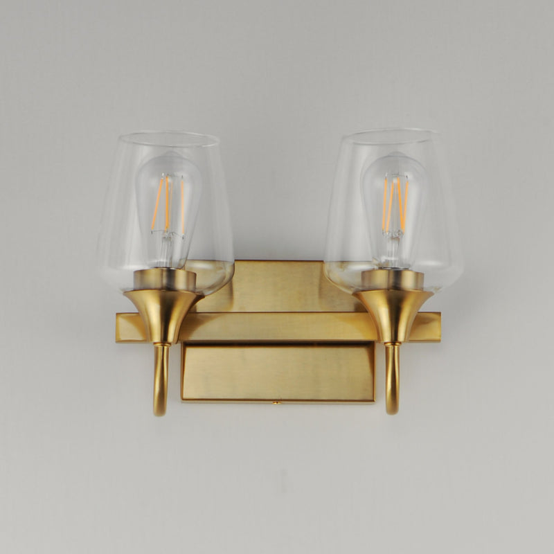 Goblet 2 Light Bath Vanity in Natural Aged Brass