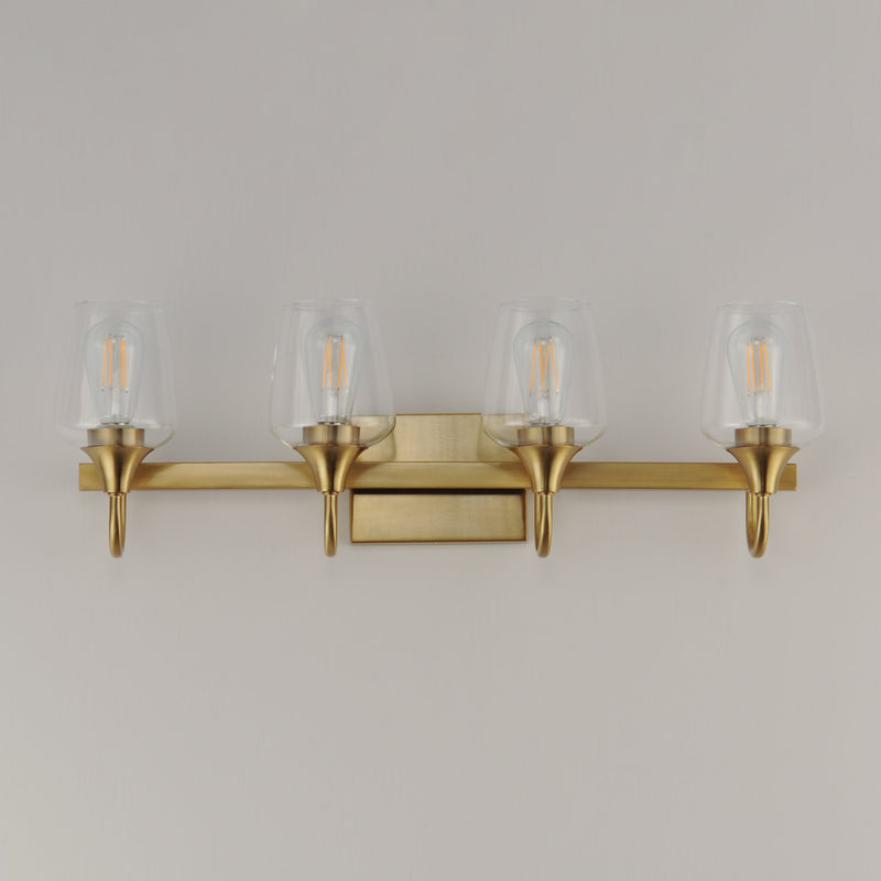 Goblet 28.25" 4 Light Bath Vanity in Natural Aged Brass