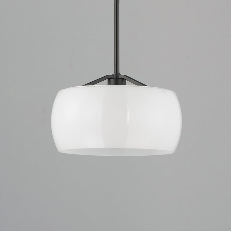 Glazed 1 Light Pendant in White / Black