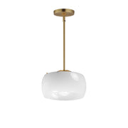 Glazed 1 Light Pendant in White / Natural Aged Brass