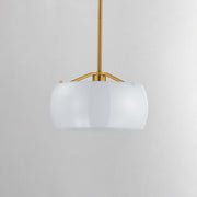 Glazed 1 Light Pendant in White / Natural Aged Brass