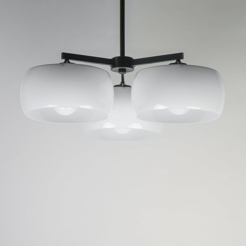 Glazed 3 Light Chandelier in White / Black