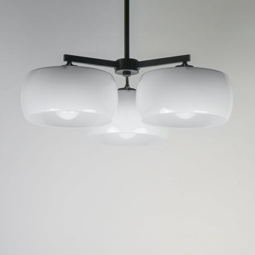 Glazed 3 Light Chandelier in White / Black