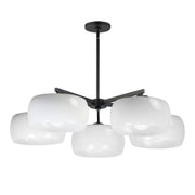 Glazed 5 Light Chandelier in White / Black