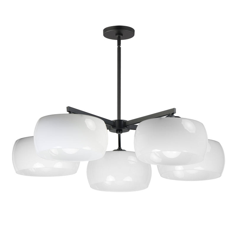 Glazed 5 Light Chandelier in White / Black