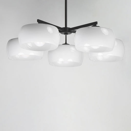Glazed 5 Light Chandelier in White / Black