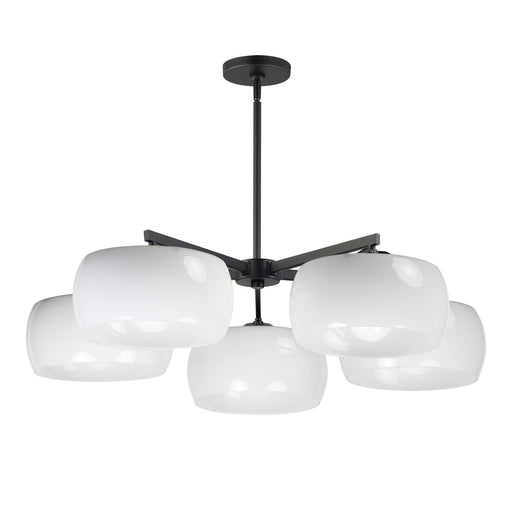 Glazed 5 Light Chandelier in White / Black