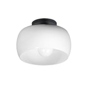 Glazed 1 Light Flush Mount in White / Black