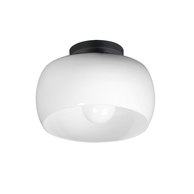 Glazed 1 Light Flush Mount in White / Black