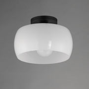 Glazed 1 Light Flush Mount in White / Black