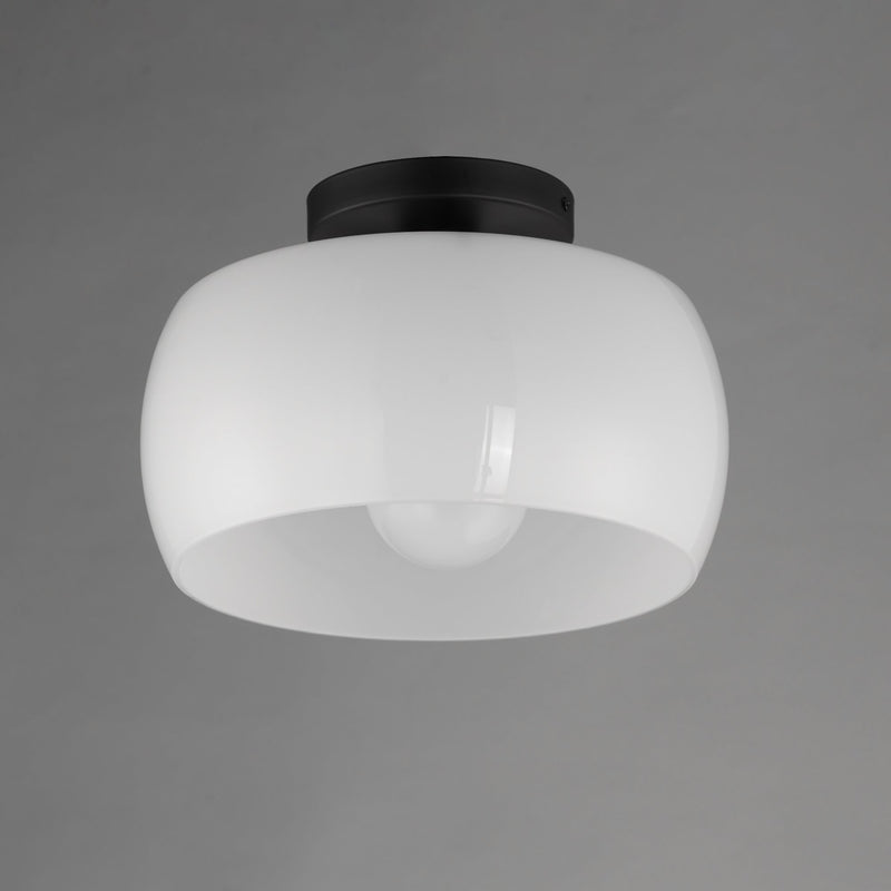 Glazed 1 Light Flush Mount in White / Black