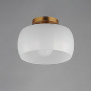 Glazed 1 Light Flush Mount in White / Natural Aged Brass