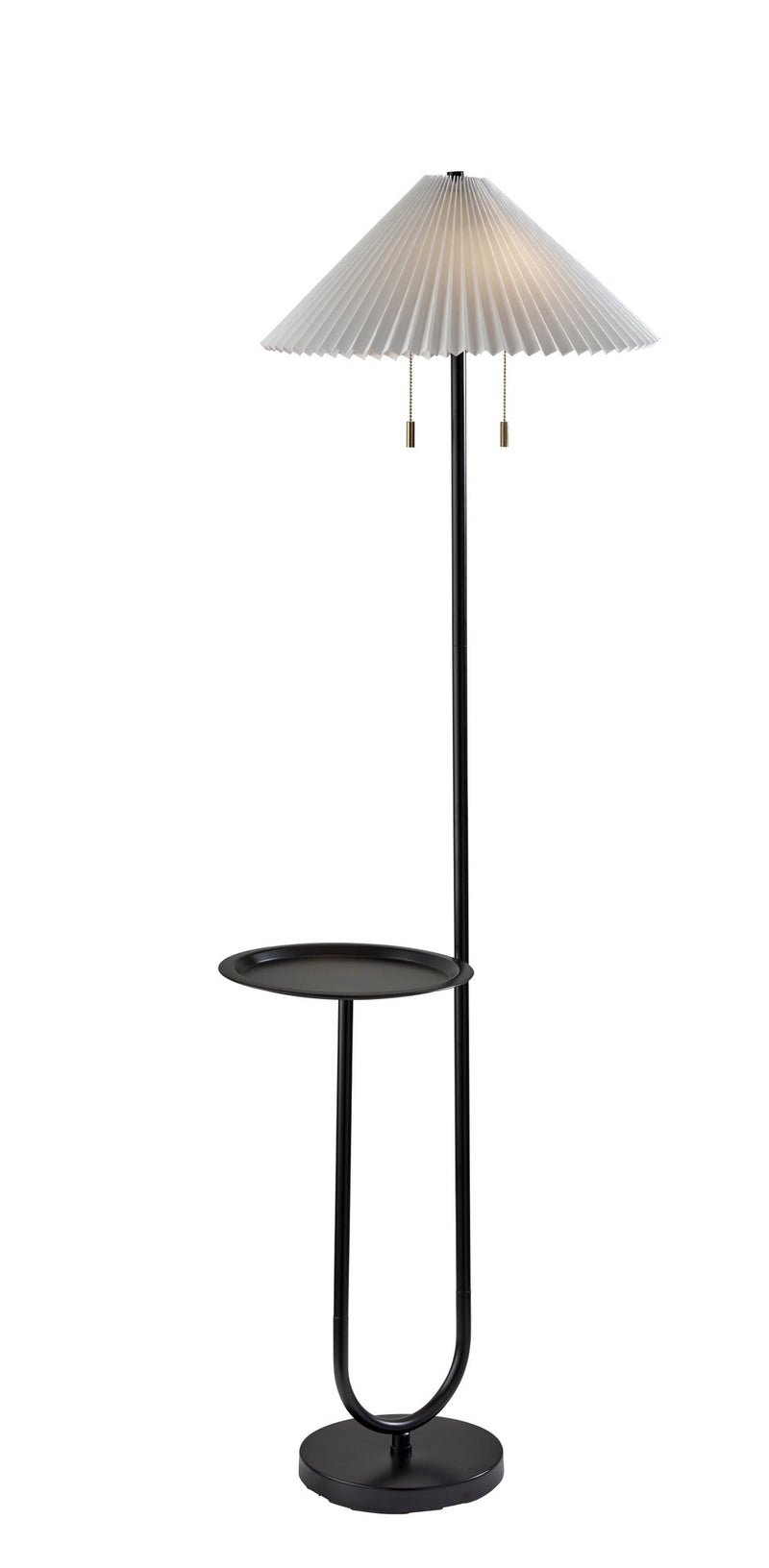 Uma 2-Light Floor Lamp with Table in Black