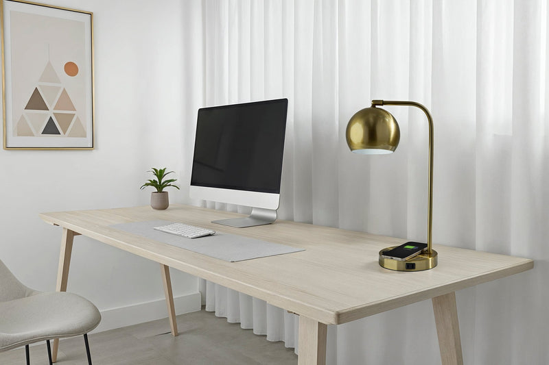 Emery Desk Lamp in Antique Brass