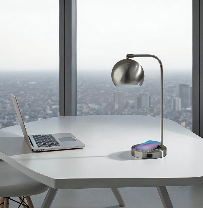 Emery Desk Lamp in Brushed Steel