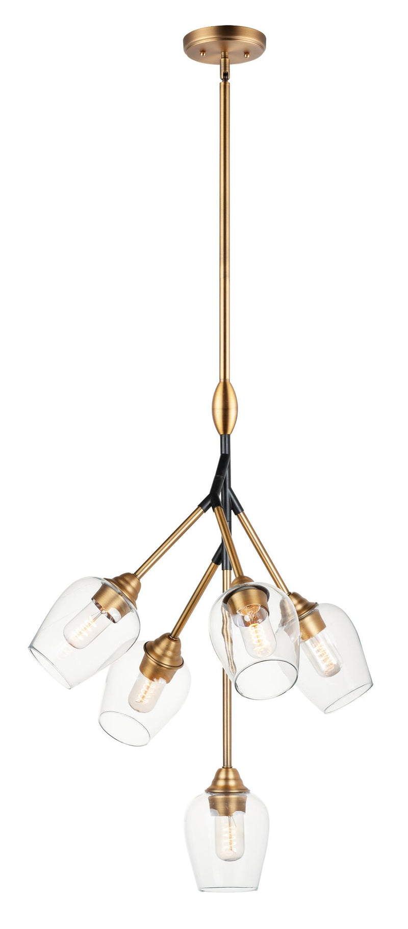 Savvy 5 Light Chandelier in Antique Brass / Black