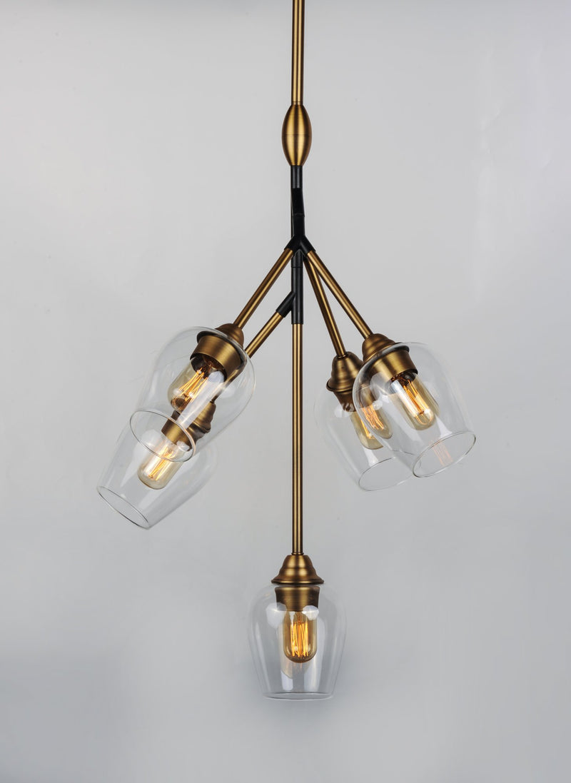 Savvy 5 Light Chandelier in Antique Brass / Black
