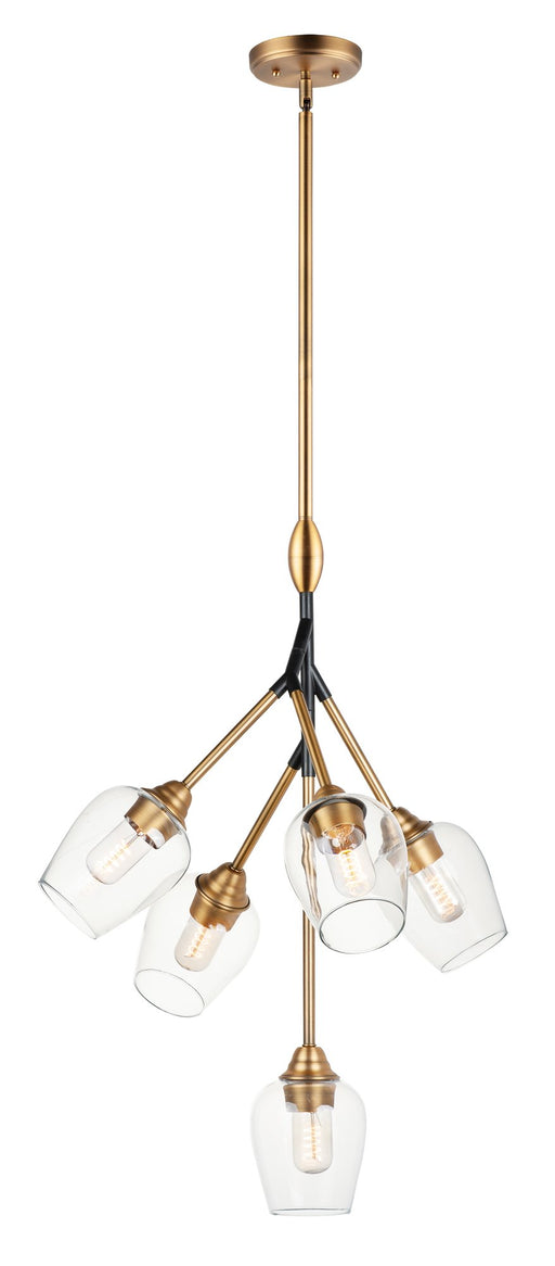 Savvy 5 Light Chandelier in Antique Brass / Black