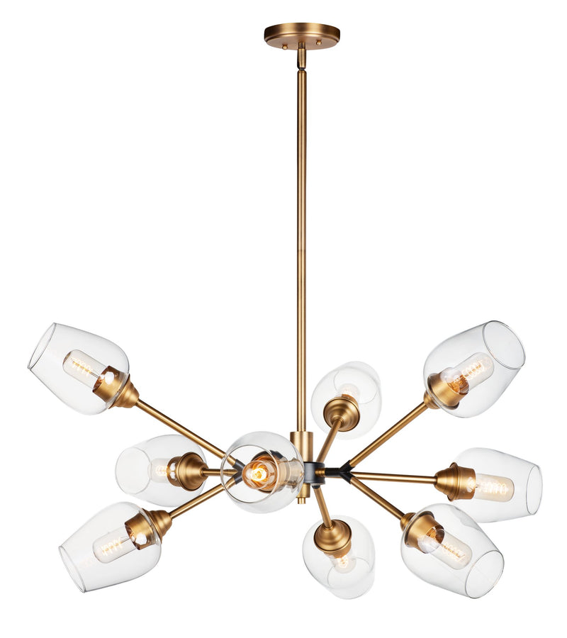 Savvy 9 Light Chandelier in Antique Brass / Black